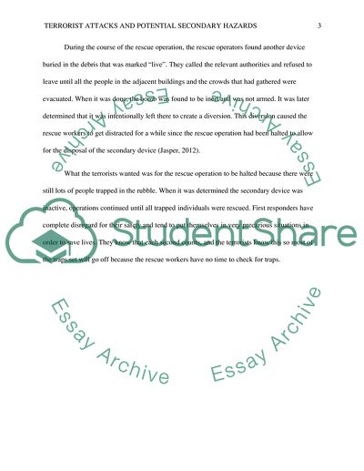 Controling the Scene of a Terrorist Attack and Potential Secondary Hazards