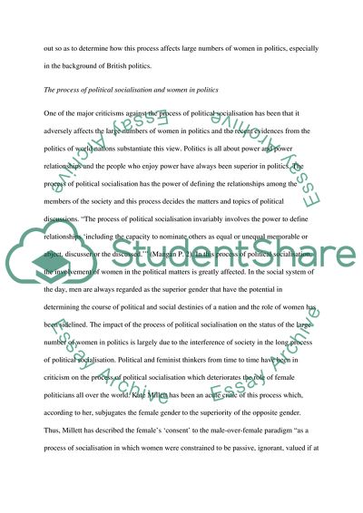 In What Ways Does the Political Socialisation Militate against Large Numbers of Women in Politics