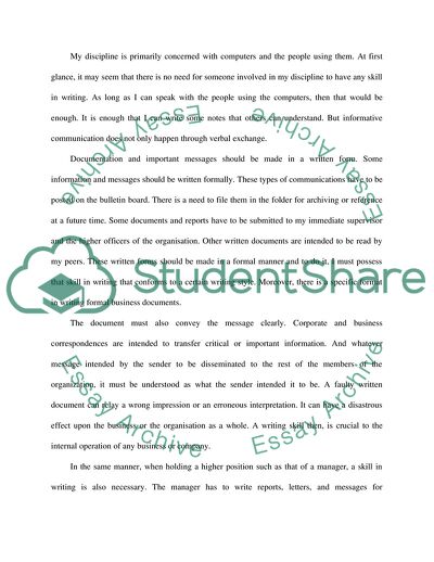 Importance of Effective Writing Skills in My Discipline