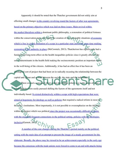 Long Term Impact of Thatcherism on British Politics and Policy