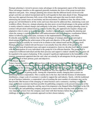 Strategic Planning in Management Practice