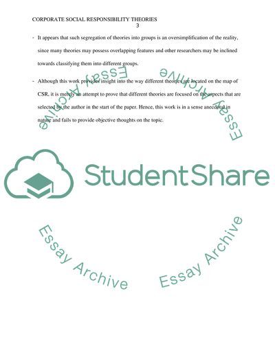 Corporate Social Responsibility Theories: Mapping the Territory