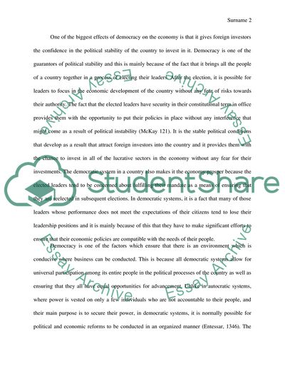 Effect of Democracy on the Economy