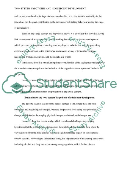 Two-System Hypothesis and Adolescent Development