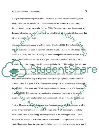 Ethical Dilemma on Case Manager