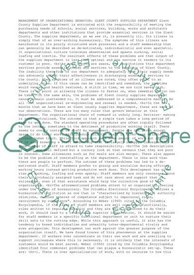 Management of Organisational Behaviour