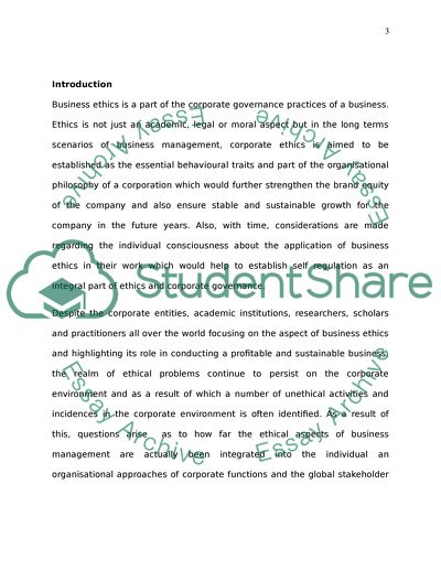 The role of business ethics in the corporate environment