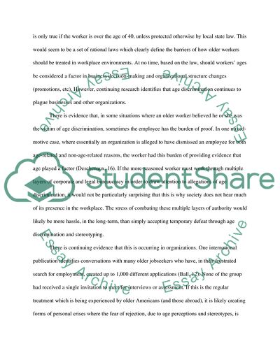 Age Discrimination in the United States a Workplace Perspective