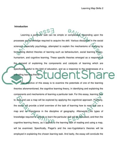 The Application of Cognitive Learning Theory in Learning How to Read and Use Maps