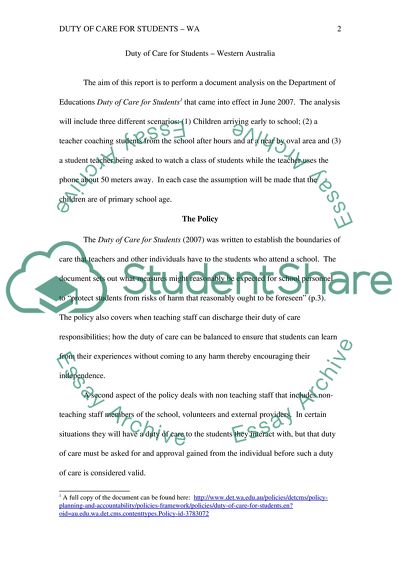 Duty of Care for Students Western Australia