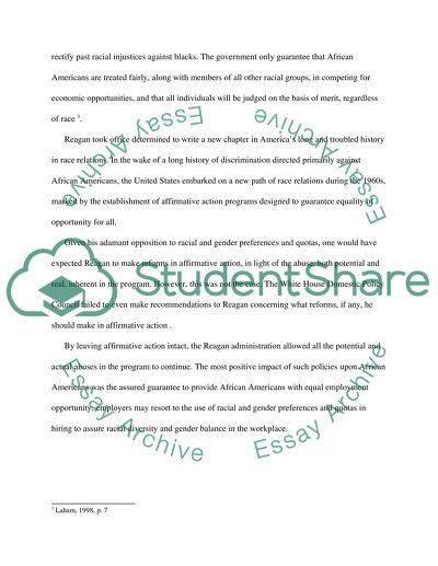 The Era of Bush and Regan Administrations and its Effect on the African American