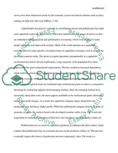 Primary Causes of Slavery Problem in the World Today