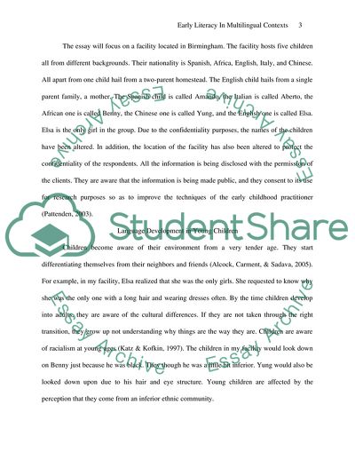 Early Literacy in Multilingual Environment