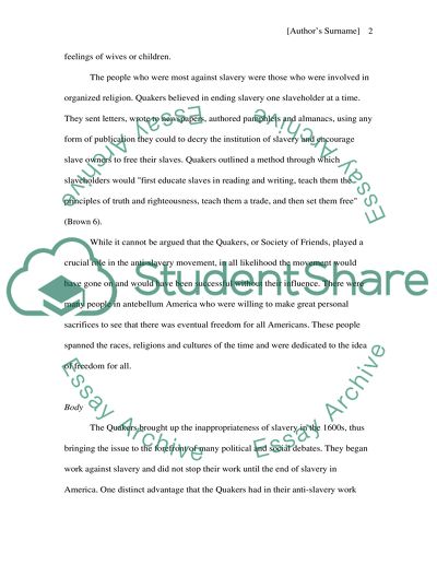 Quakers Contribution to Anti-Slavery Movement