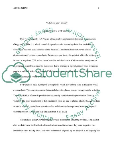 CostVolumeProfit as an Administrative Management Tool Used in Economics