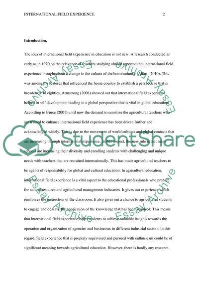 Impact of international field experience on agricultural Education