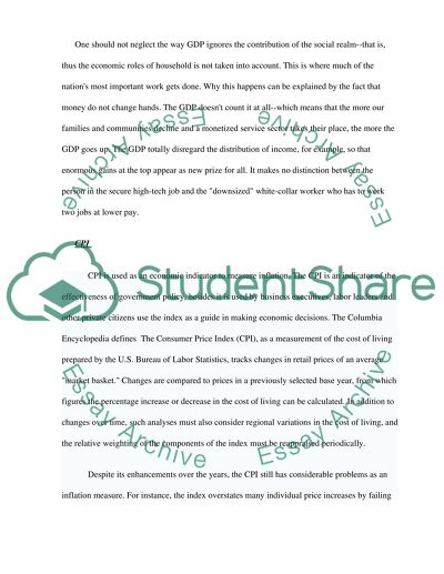 What Main Measures Of Economic Activity Fail Include CPI and GDP