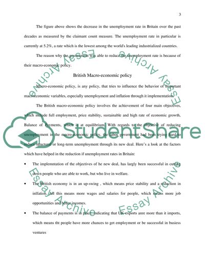 Reduction in the unemployment rates in Britain