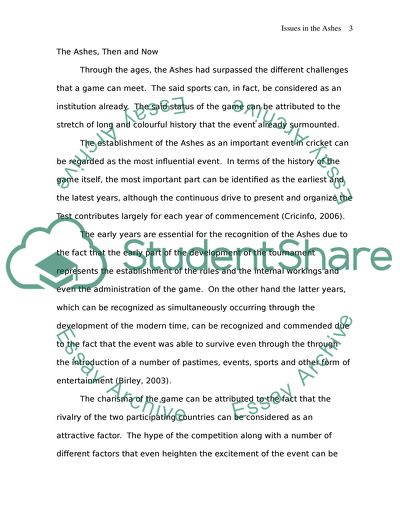 Social Issues Related to the Ashes Event