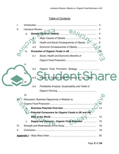 Organic Food Production and Obesity