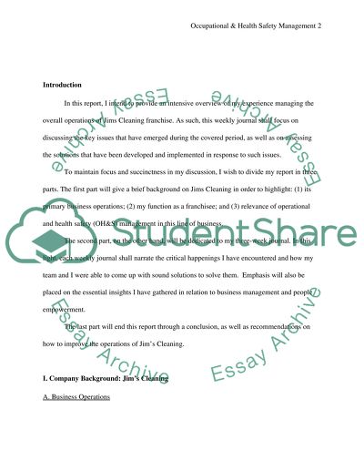 Applied Workplace Practice - Jims Cleaning Franchise