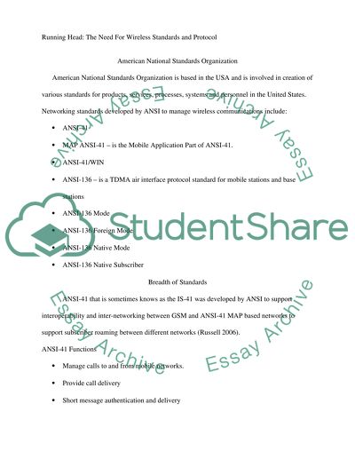 The Need for Wireless Standards and Protocols