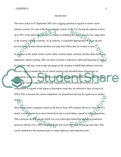 The responses of the motor carrier industry following the attack of 9/11