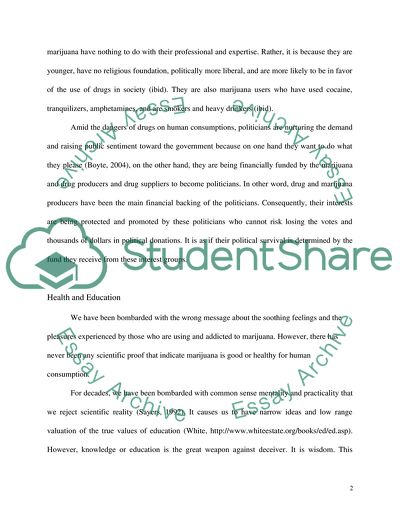 Legalization of Marijuana and Political Pressure