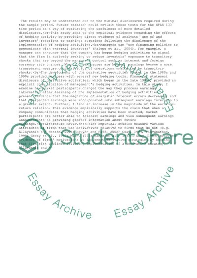 Implementation and Communication of Hedging Activities