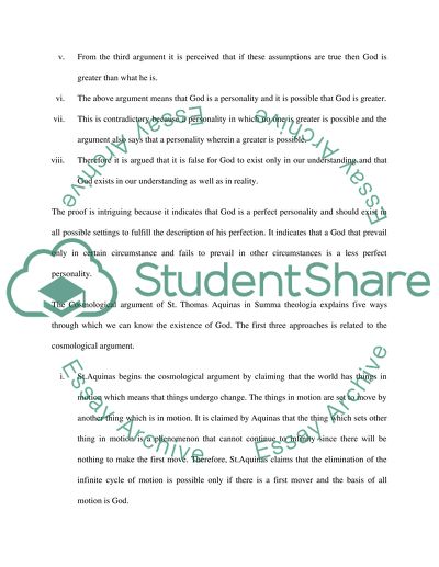 St. Anselm / St. Aquinas - ontological/cosmotological argument