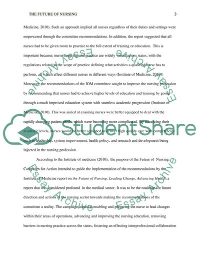 The Future of Nursing in an Evolving Health Care System