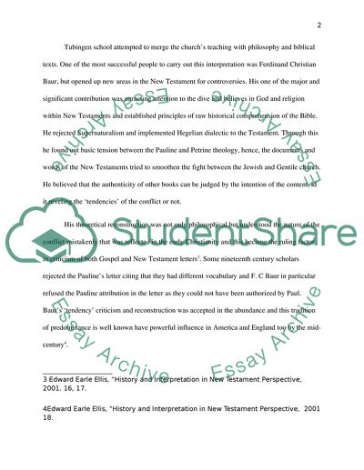 Ferdinand Christian Baur Contribution to the New Testament