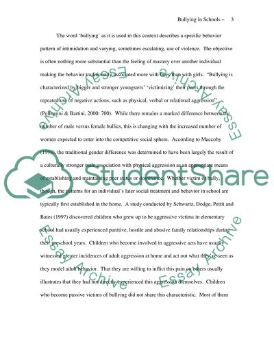 Issue of Bullying in the Schools