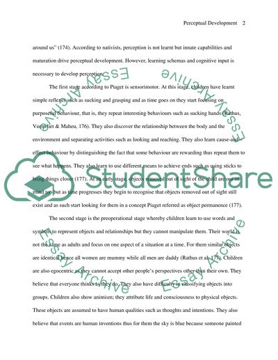 Explain the development of perception in children