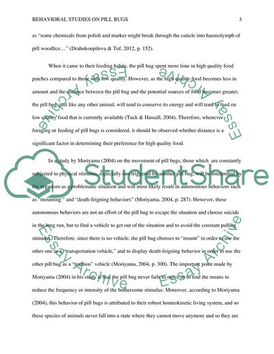 Behavioral Studies of Pillbugs