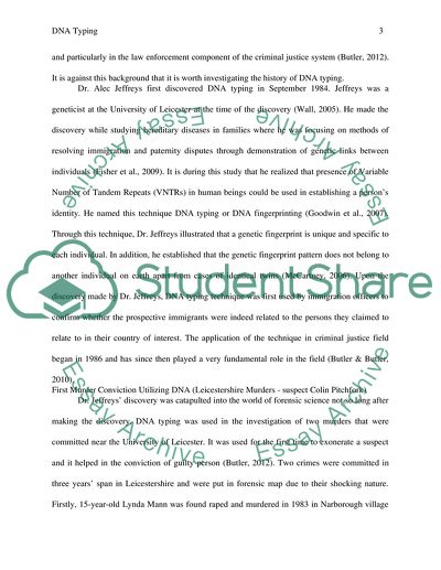 DNA Typing in the Criminal Justice Field