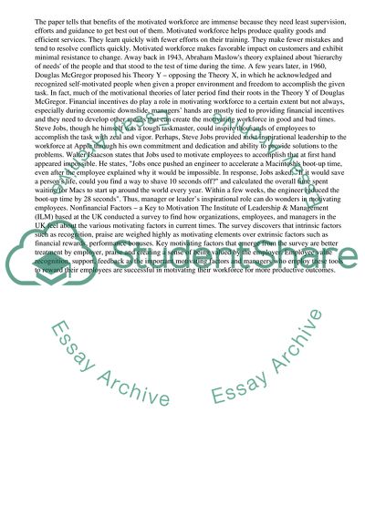 How can a manager motivate a workforce and what are the major benefits of this to a company