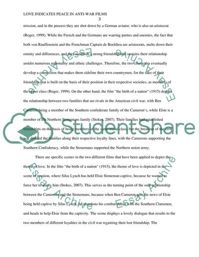 Love indicates peace in anti-war films