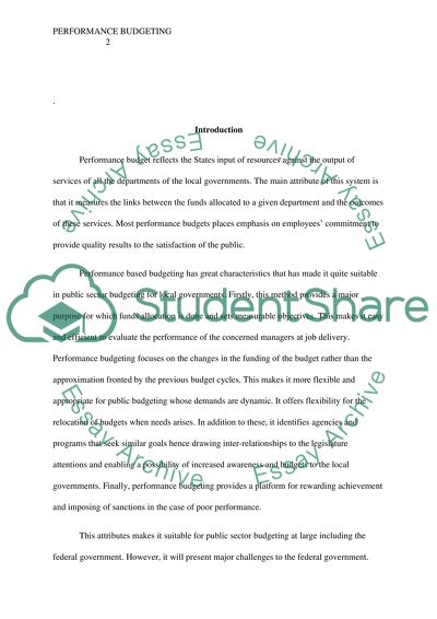 PERFORMANCE BUDGETING