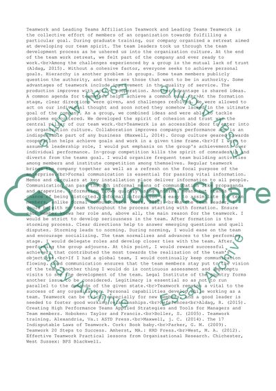 Teamwork and Leading Teams