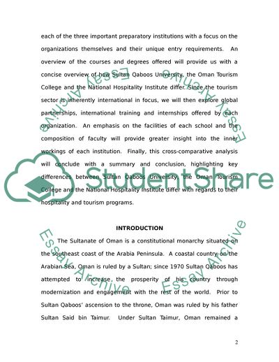 Educational Tourism and Hospitality in Oman