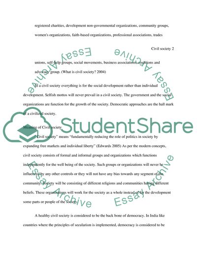 Define civil society and identify some of its achievements in the 20th and 21st centuries