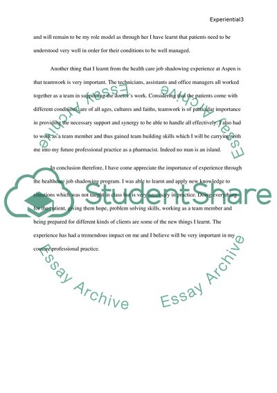 The Health Care Job Shadowing Experience