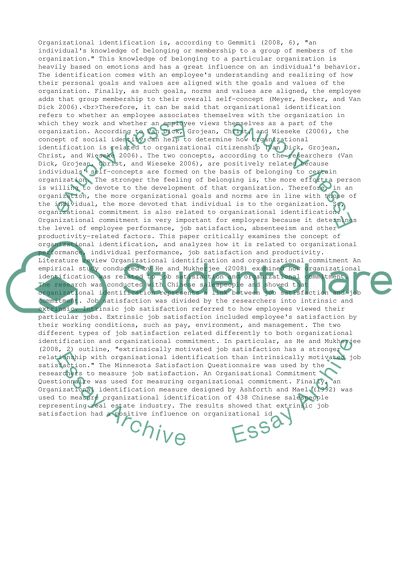 Implementation of organisational identification