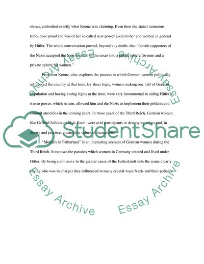 Mothers in Fatherland by Claudia Koonz