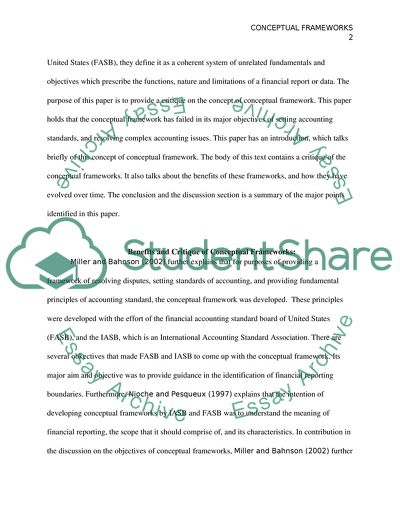 Benefits and Critique of Conceptual Frameworks