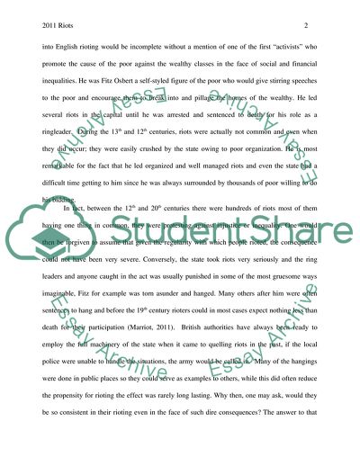 2011 Riots as a Part of English Lifestyle