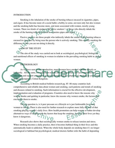 The Adoption of Smoking Among the Young the United States of America
