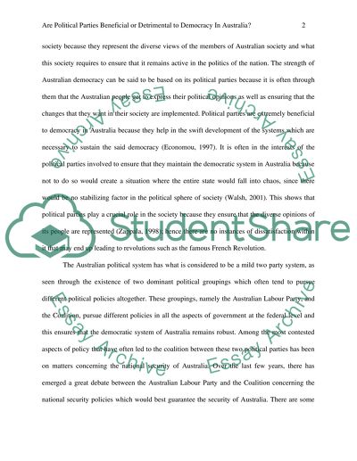 Are Political Parties Beneficial or Detrimental to Democracy in Australia