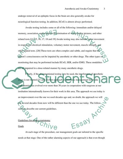 Anesthesia and Awake Craniotomy